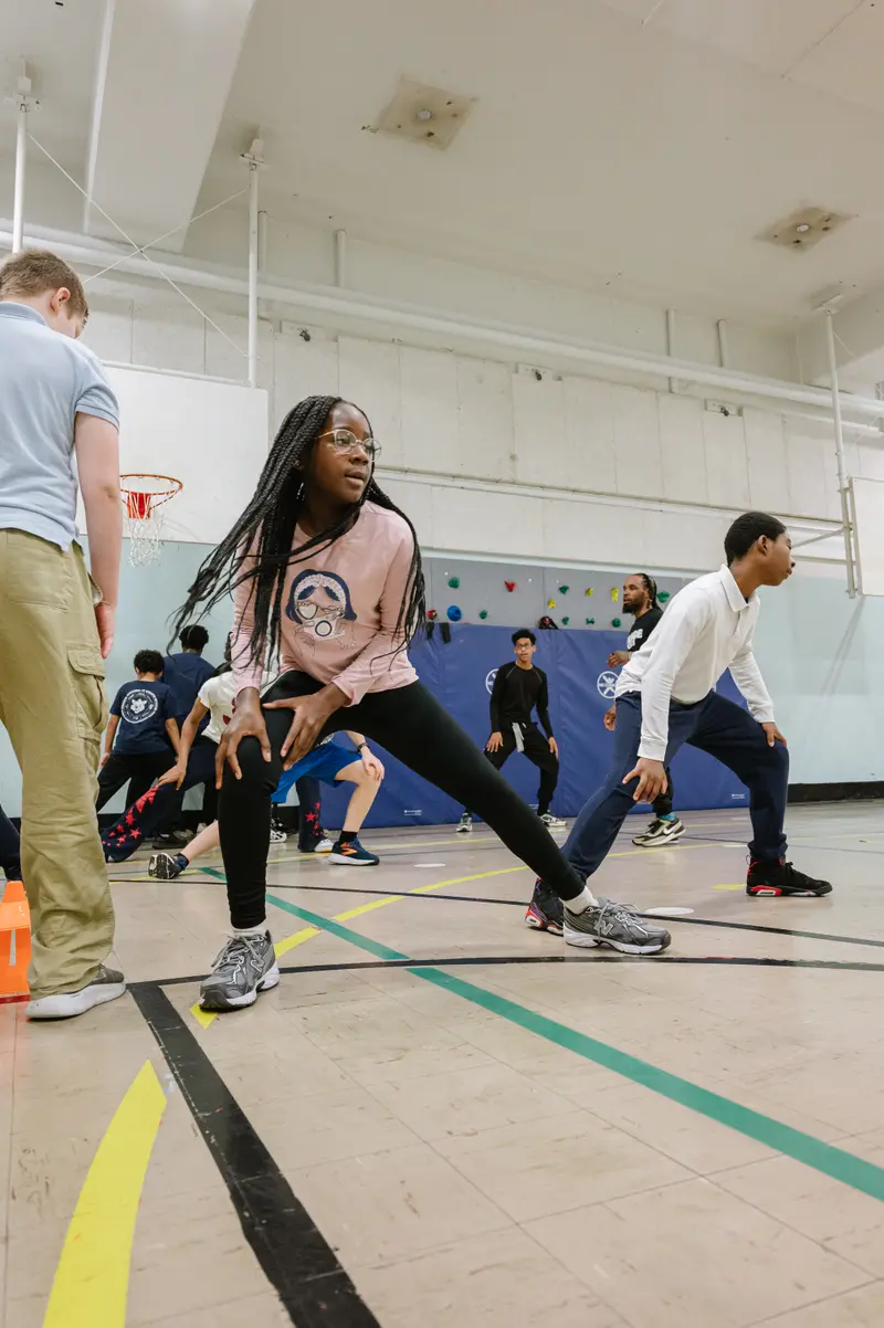 Athlete performing agility drill in the gym